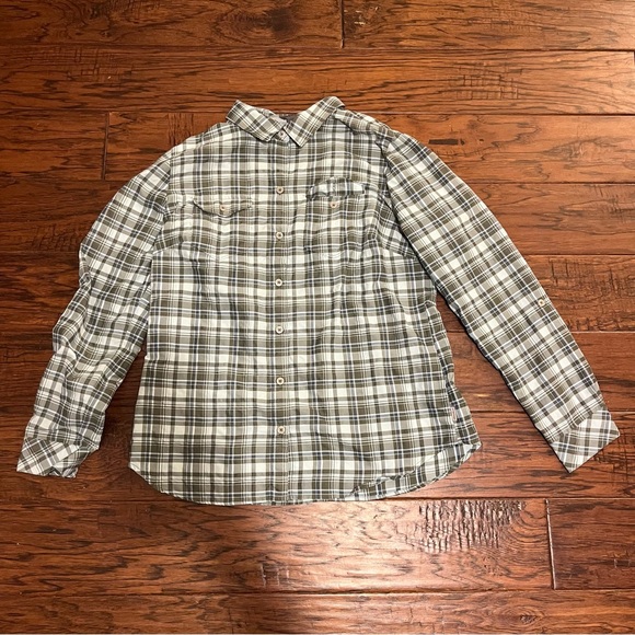 Eddie Bauer Green and Gray Plaid Shirt - Picture 1 of 4